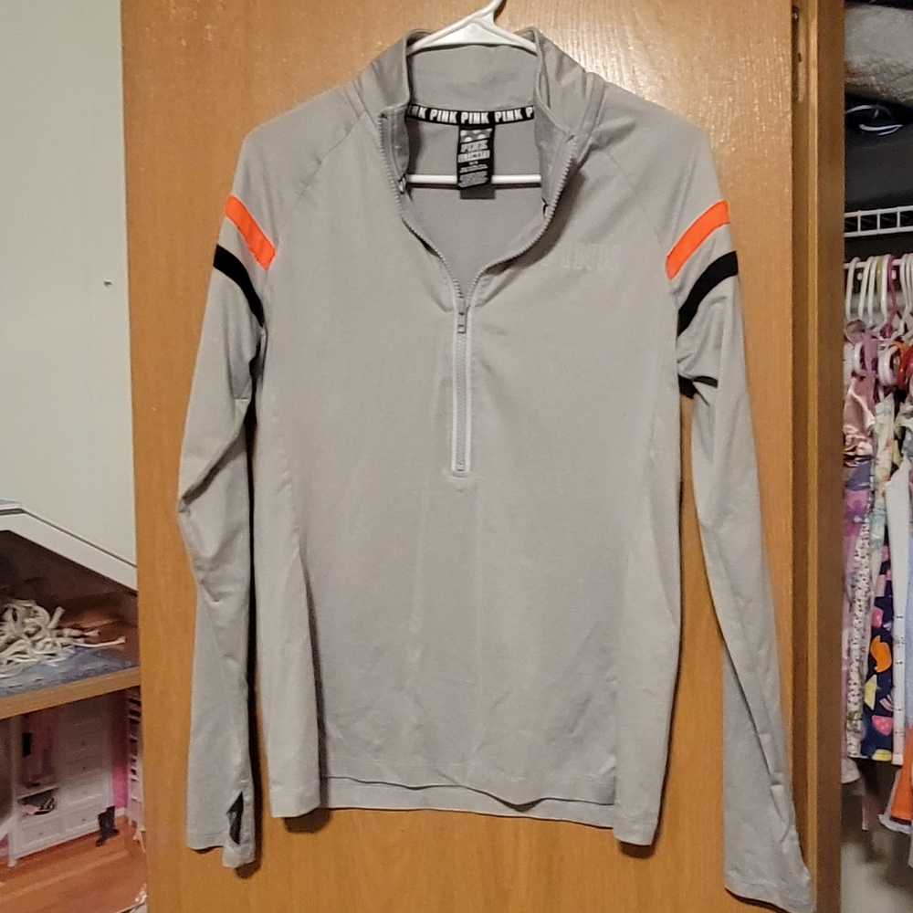 PINK Victoria's Secret Light Gray Quarter-Zip Pullover